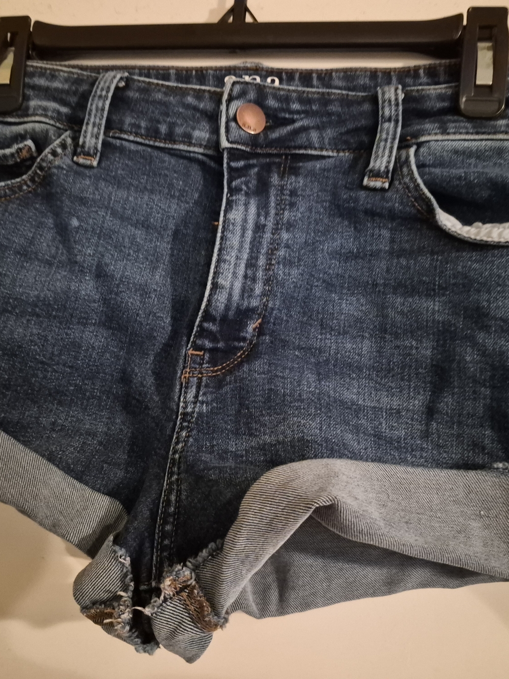 a.n.a Dark Blue Denim Boyfriend Shorts with Cuffed 3.5 Hem